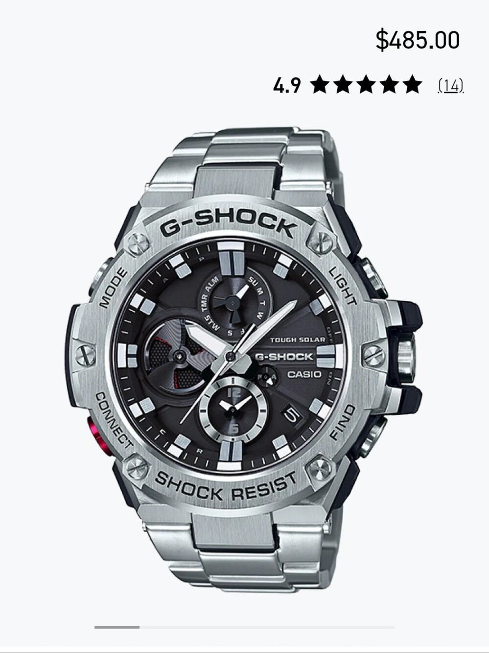G-Shock G-Steel GST-B100 Mens Silver and Black Stainless Steel Chronograph Watch